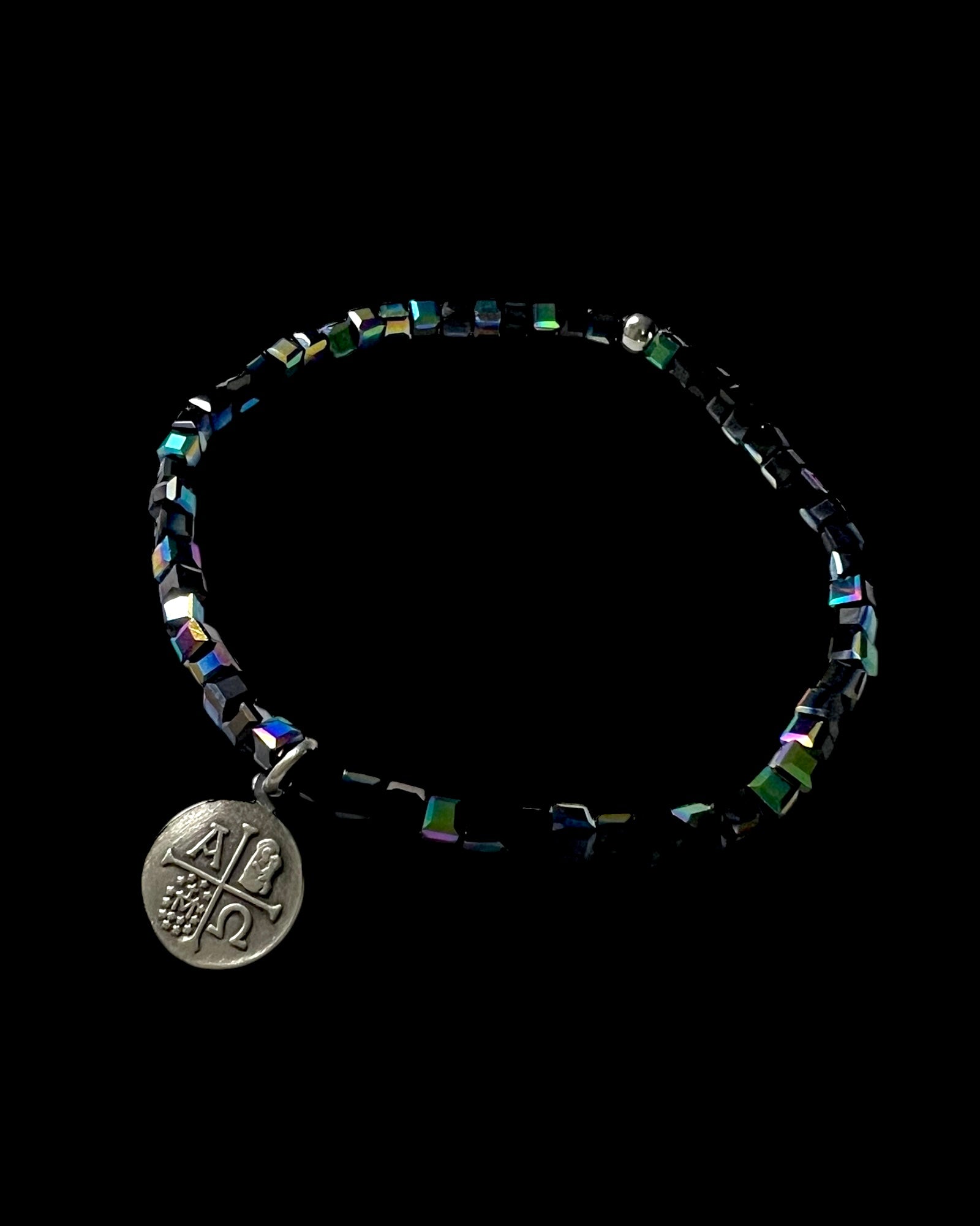 Holy Spirit Bracelet with Stones in Silver