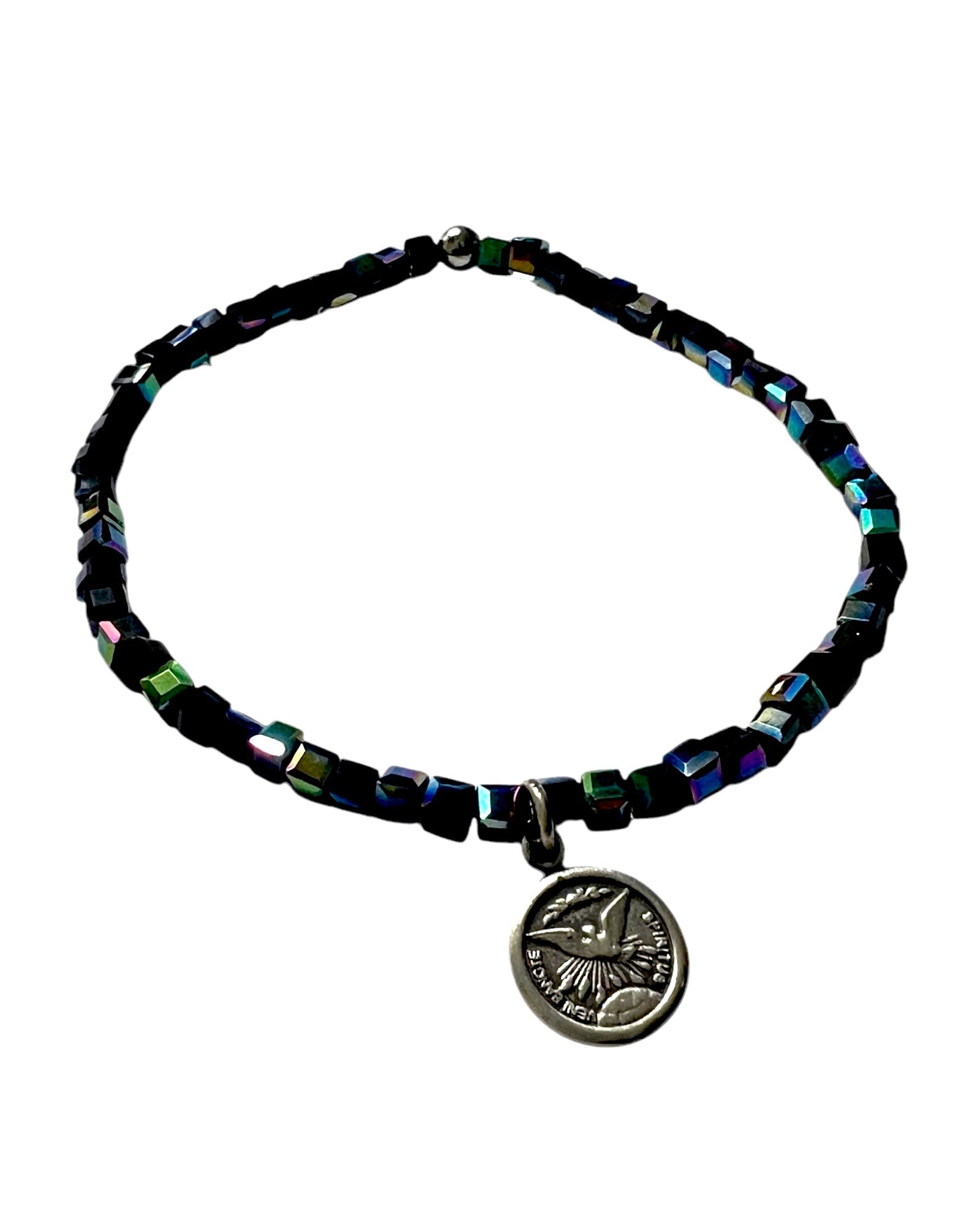 Holy Spirit Bracelet with Stones in Silver