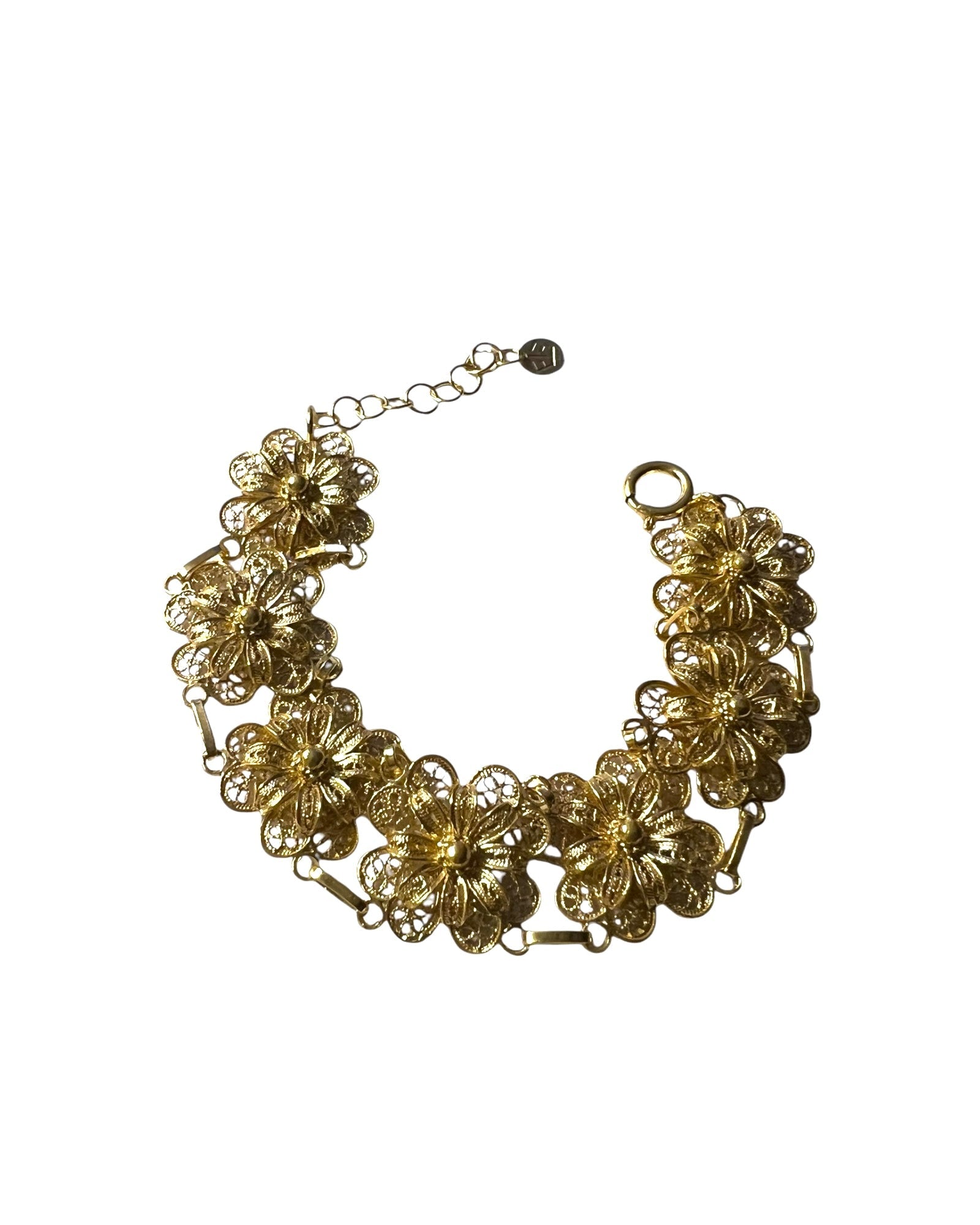 Filigree Flower Bracelet in Gold Plated Silver