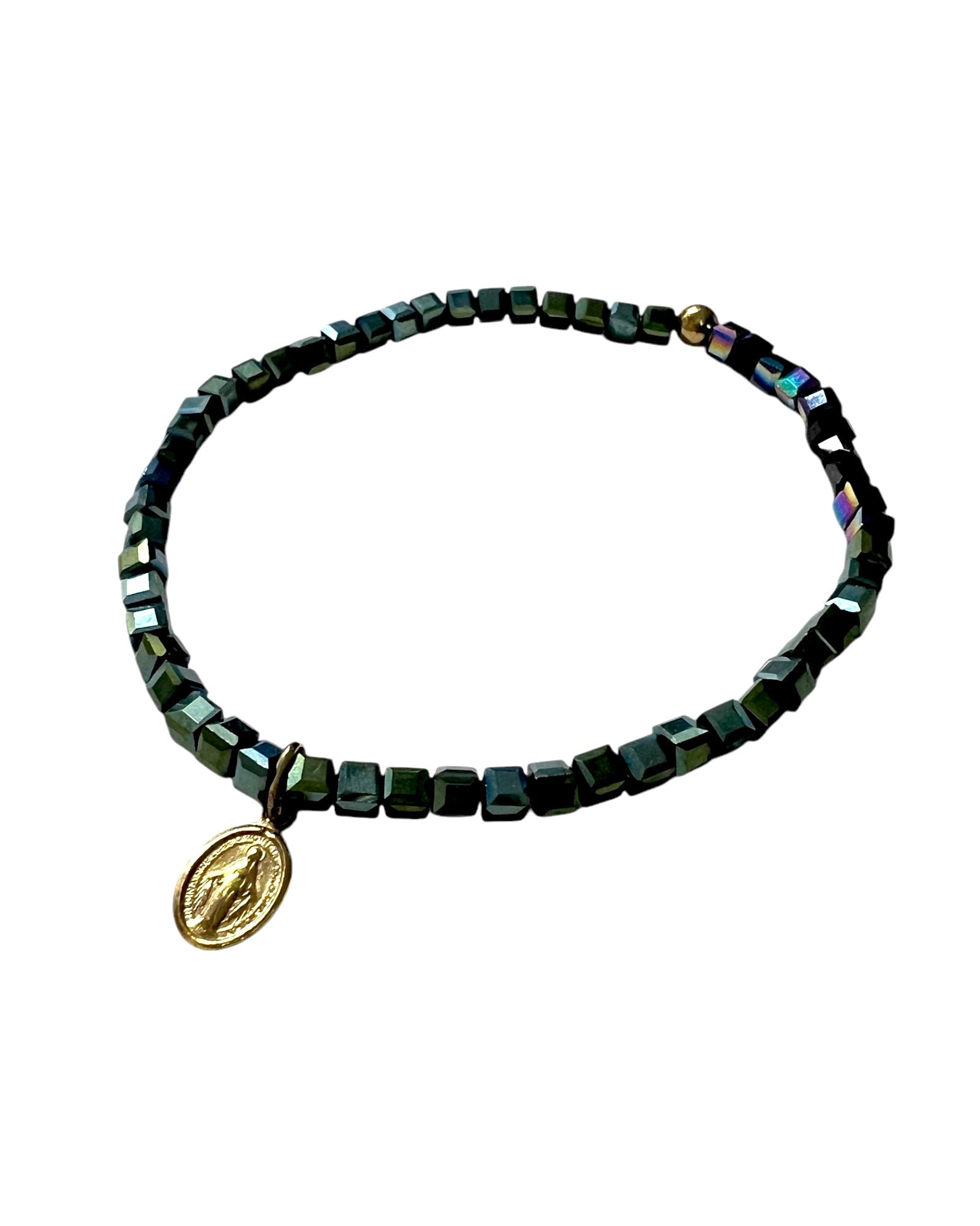 Our Lady of Grace Bracelet with Stones in Gold Plated Silver