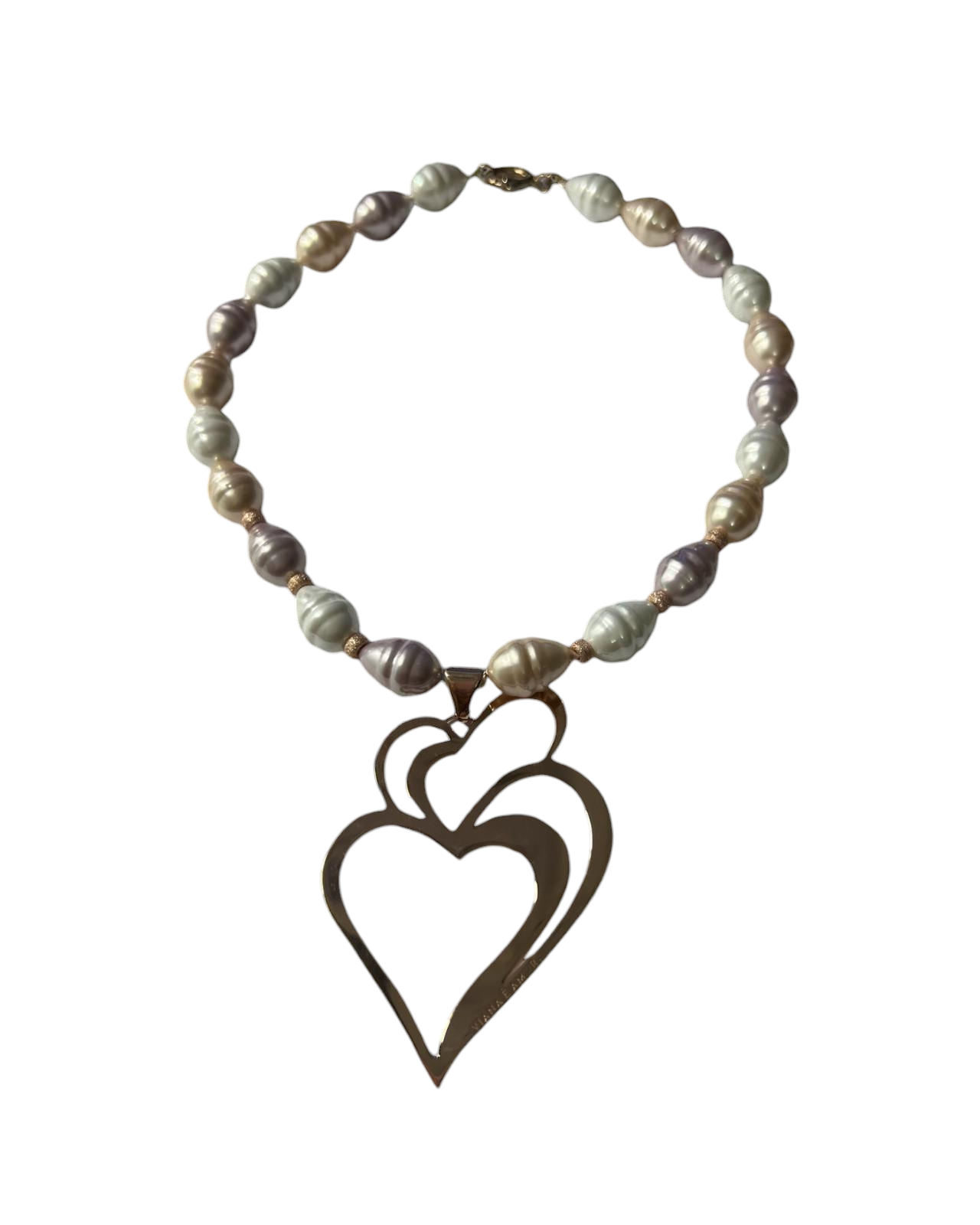 Viana is Love Heart Necklace in Rose Silver