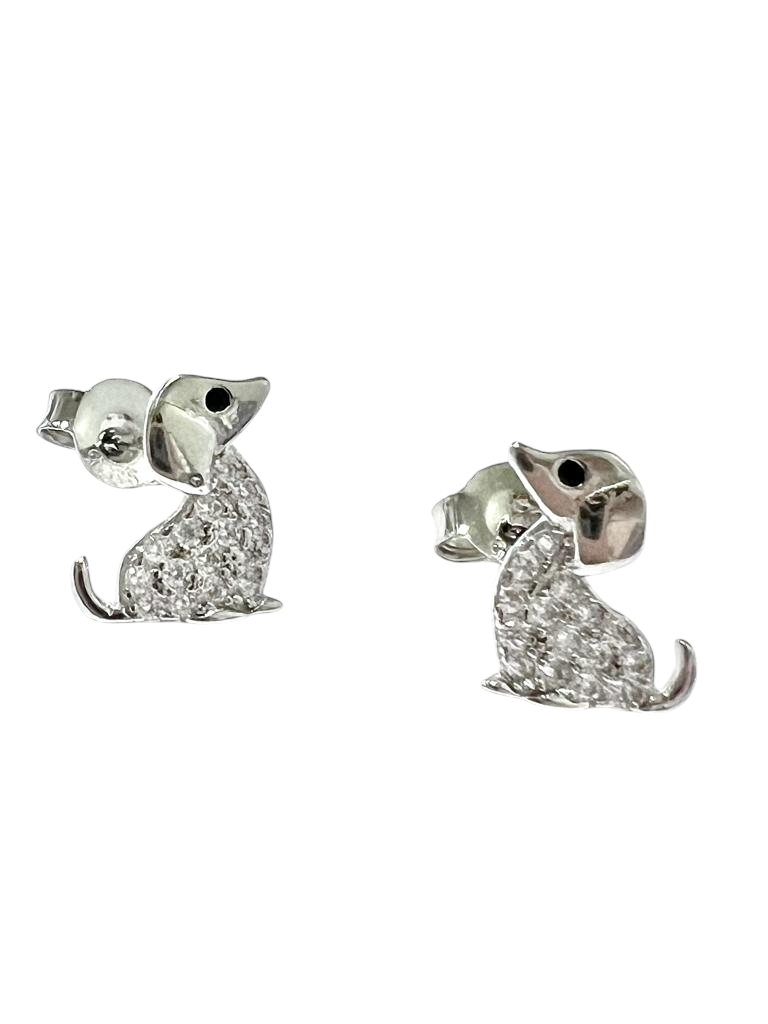 Silver Puppy Earrings