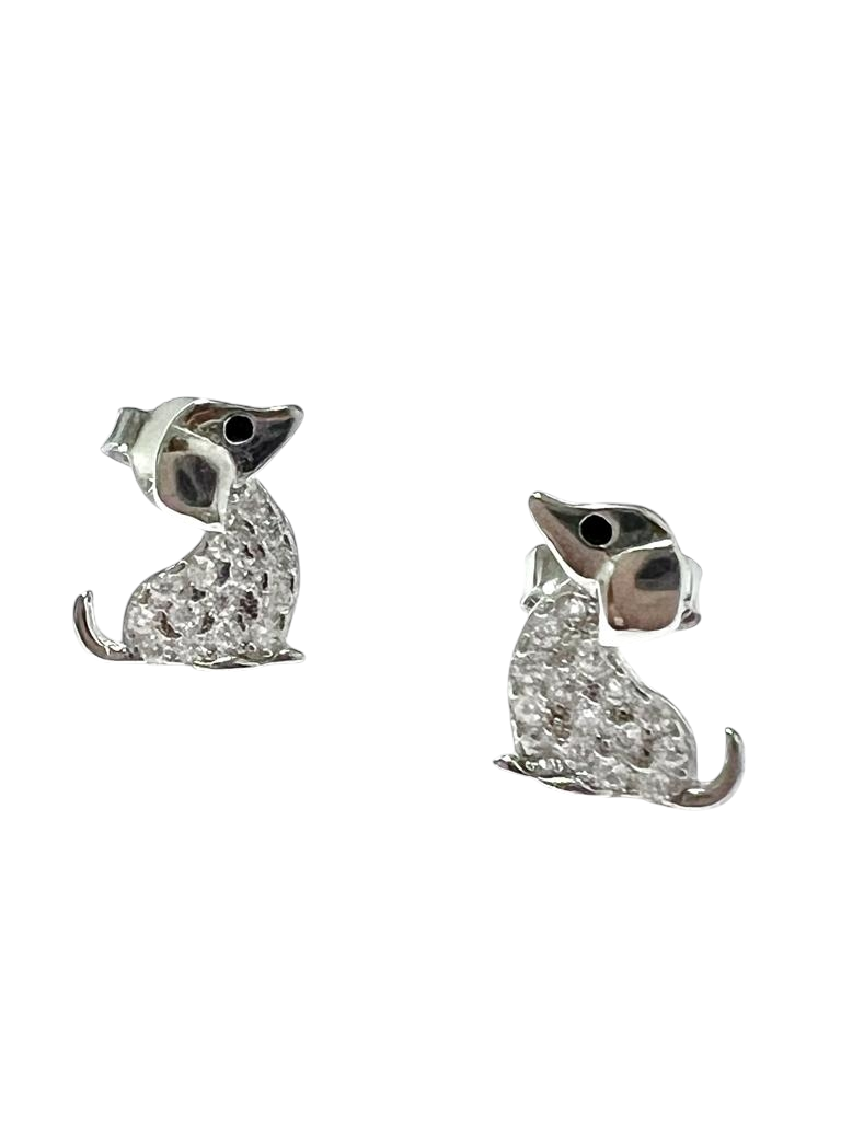 Silver Puppy Earrings