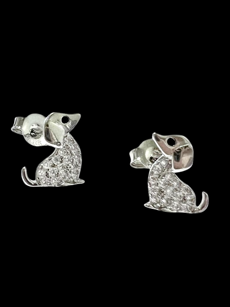 Silver Puppy Earrings