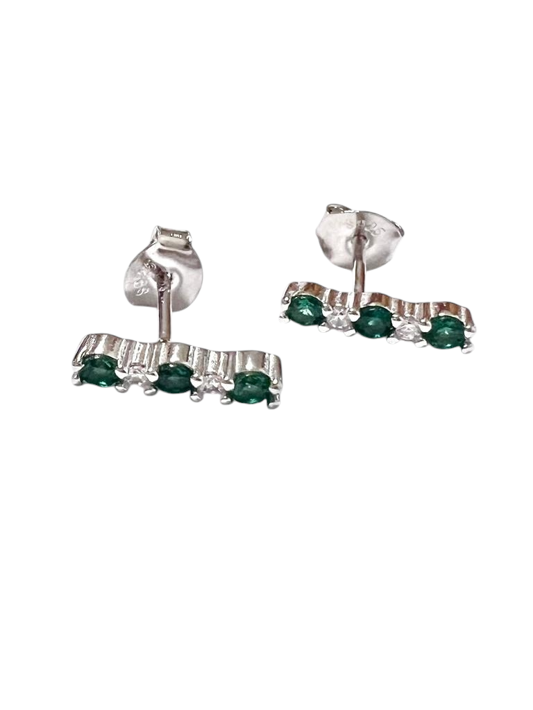 Green Earrings in Silver