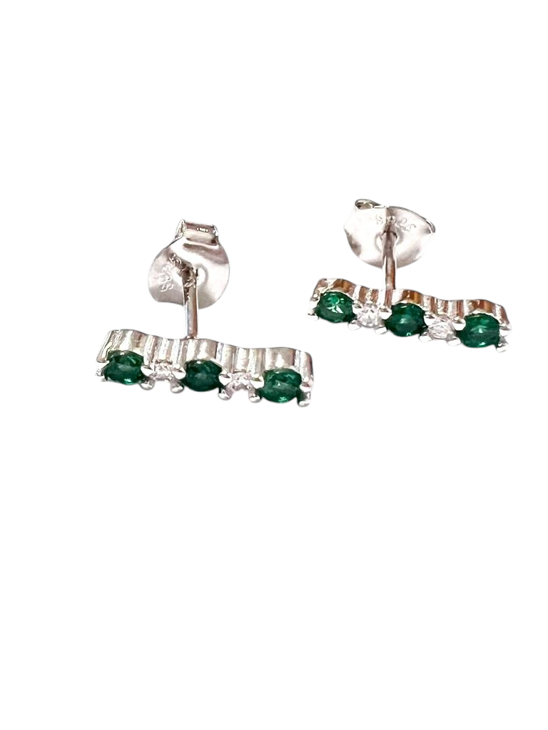 Green Earrings in Silver