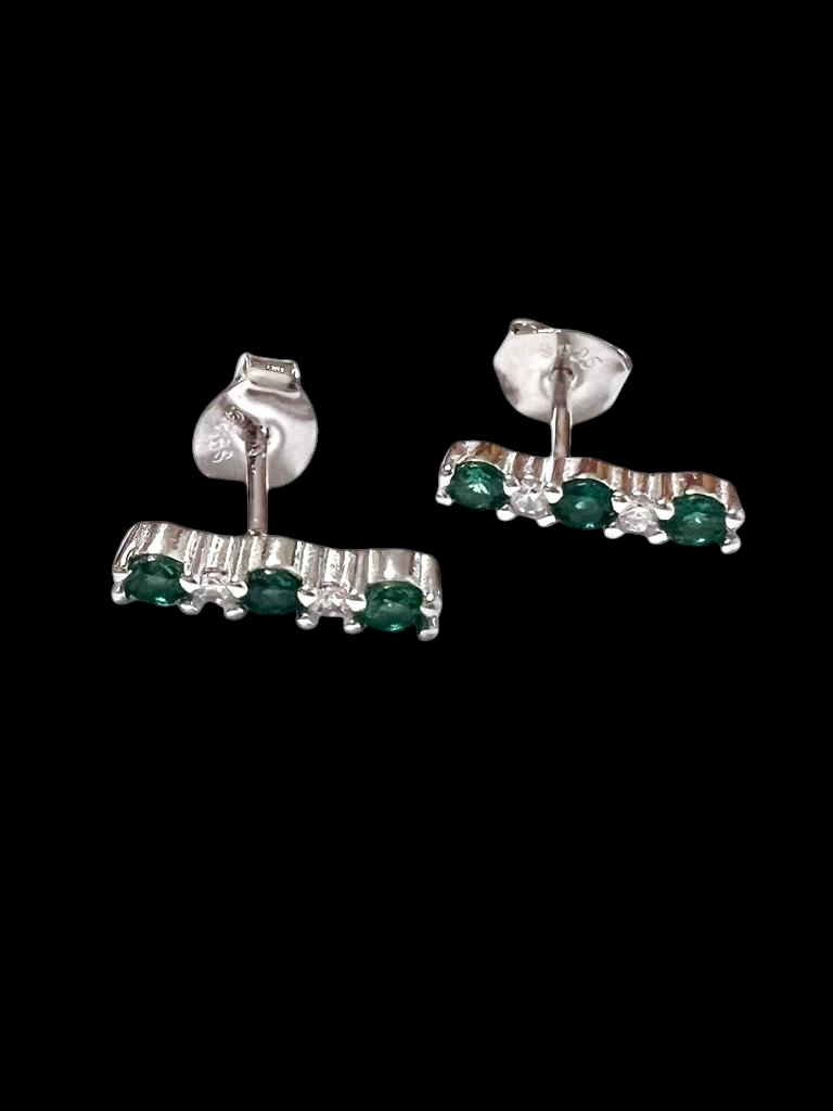 Green Earrings in Silver