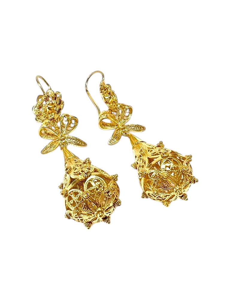 Filigree Earrings in Gold Plated Silver