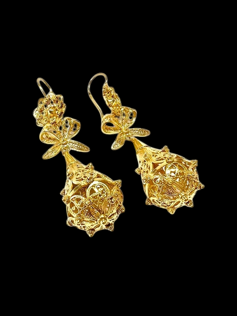 Filigree Earrings in Gold Plated Silver