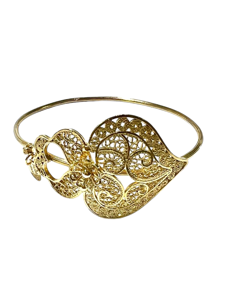 Viana Heart Bracelet in Filigree and Gold Plated Silver