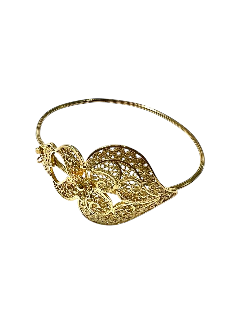 Viana Heart Bracelet in Filigree and Gold Plated Silver