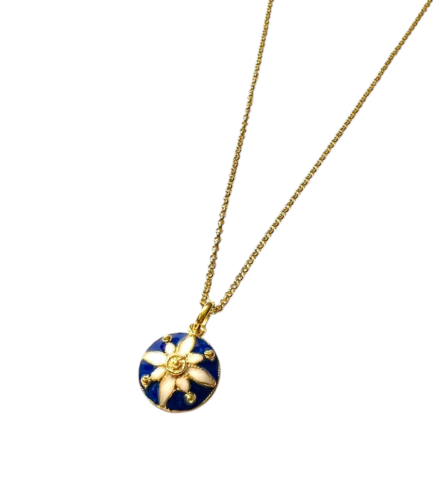 Colar Caramujo Azul em Prata Dourada