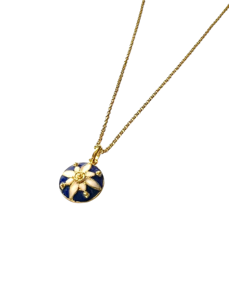 Colar Caramujo Azul em Prata Dourada