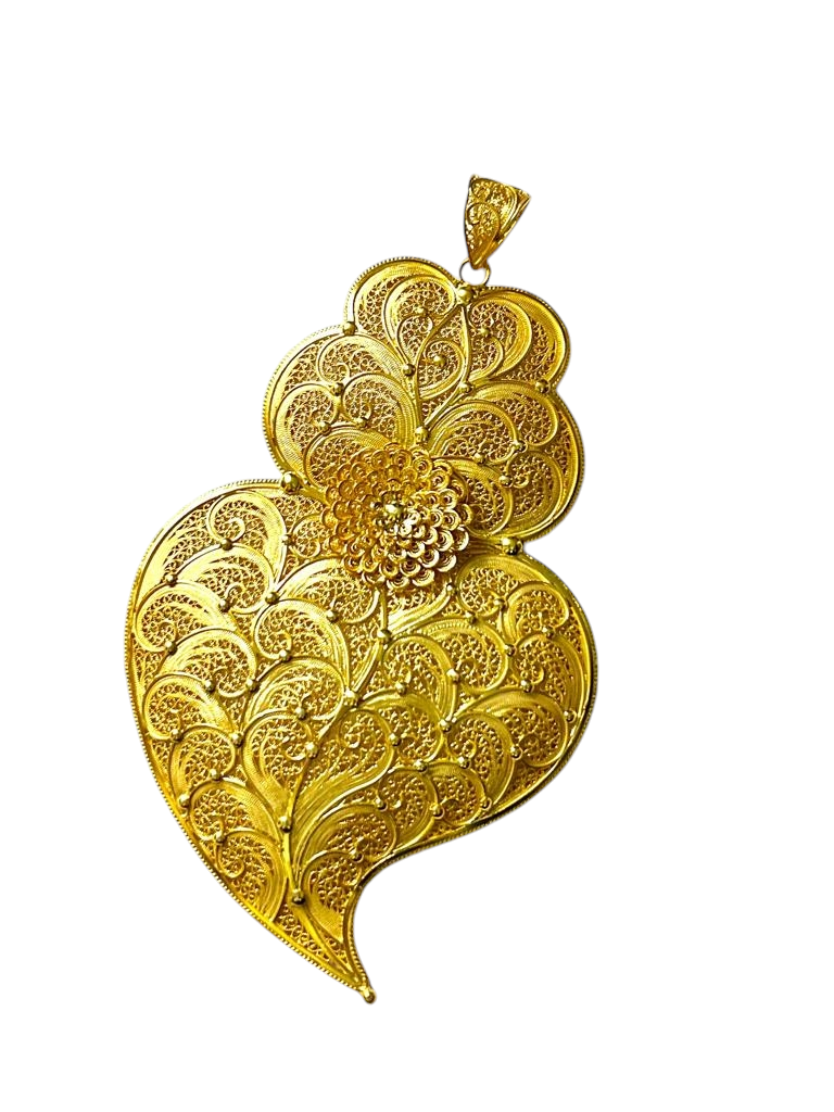 Viana Heart Medal in Gold-Plated Silver Filigree