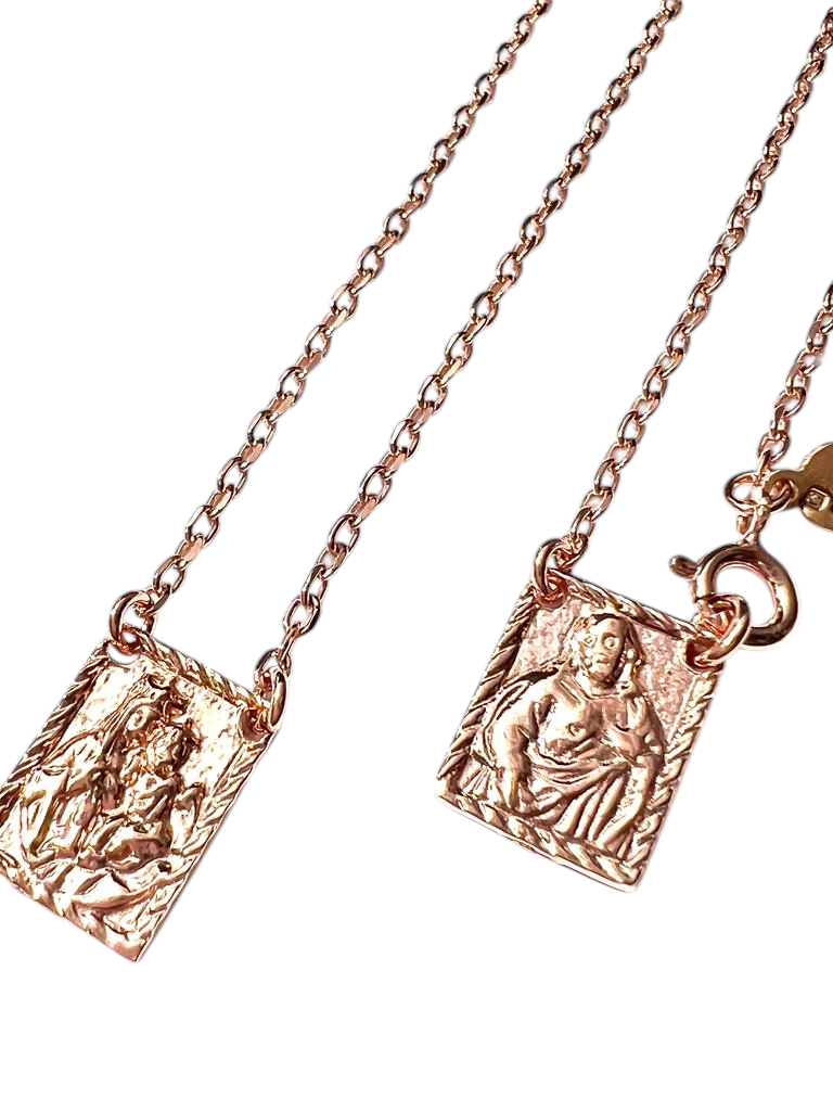 Traditional Scapular in Pink Silver
