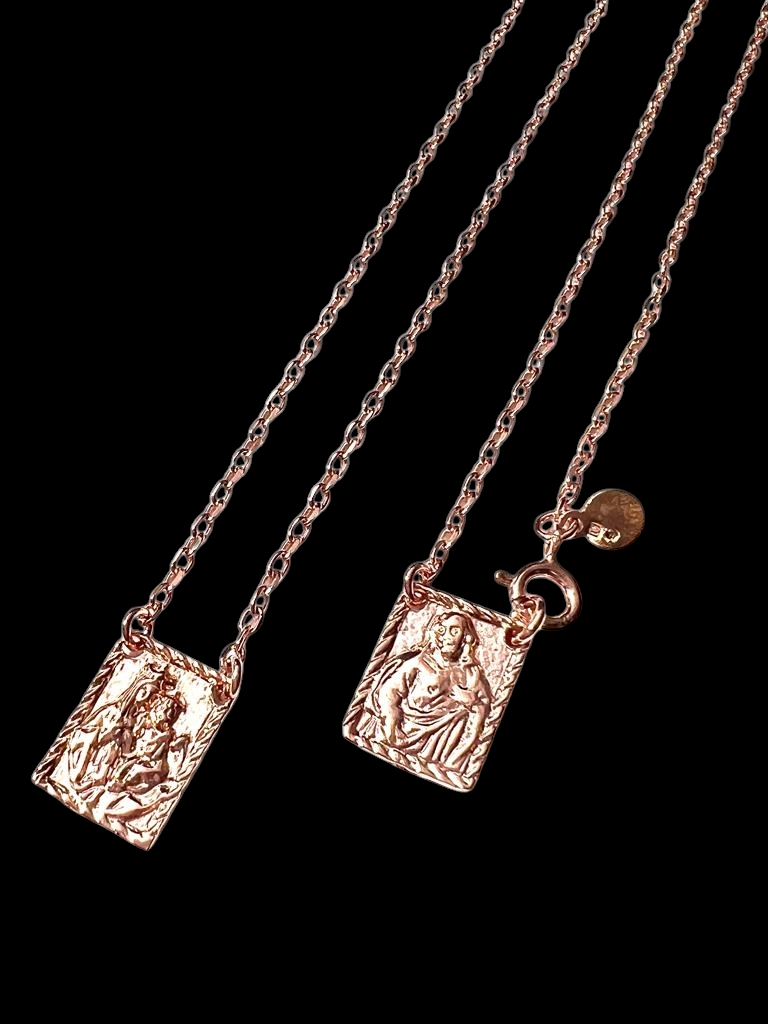 Traditional Scapular in Pink Silver