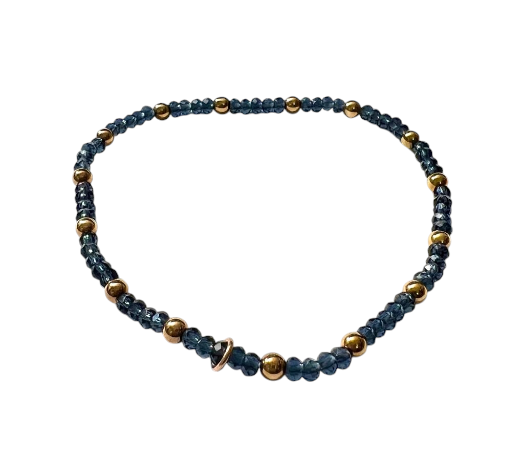 Pulseira Azul com Prata Rosa