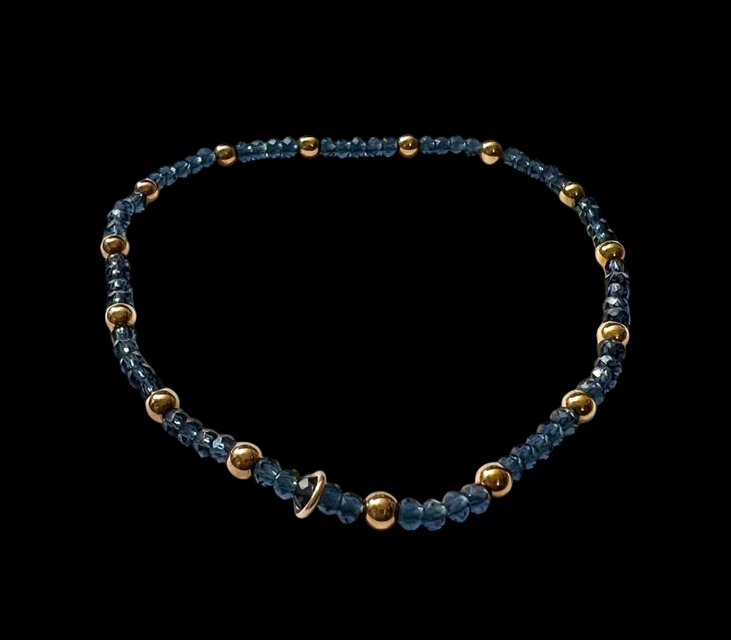 Pulseira Azul com Prata Rosa