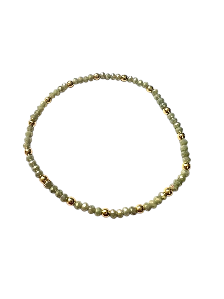 Pulseiras Verde Pistache com Prata Dourada