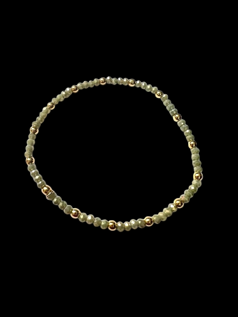 Pulseiras Verde Pistache com Prata Dourada