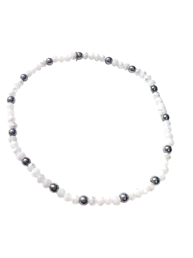 Pulseira Branca com Prata