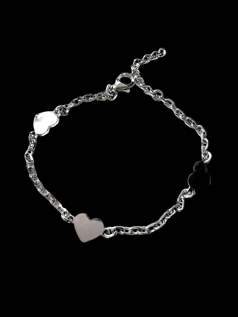 Pulseira Corações em Prata