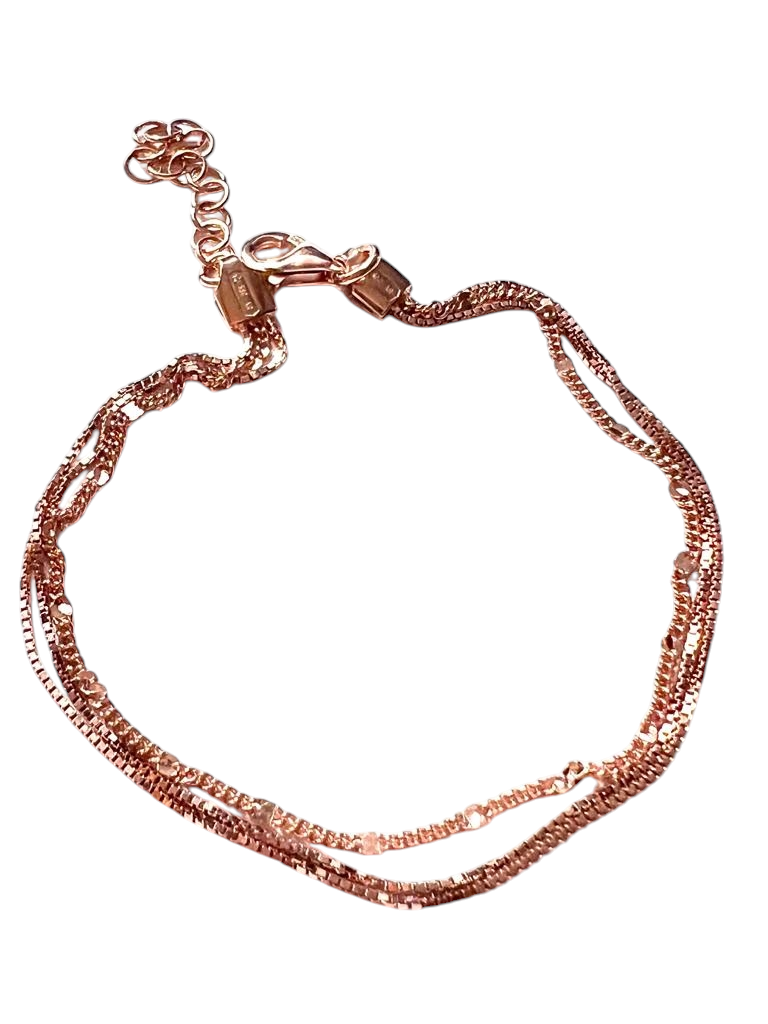 Pulseira Tripla em Prata Rosa