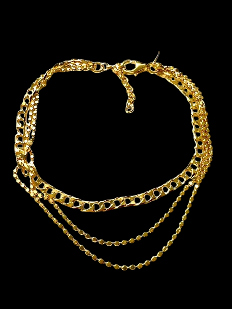 Pulseira Tripla em Prata Dourada