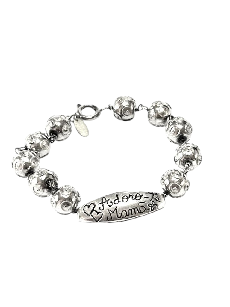 Viana Mother's Beaded Bracelet in Silver
