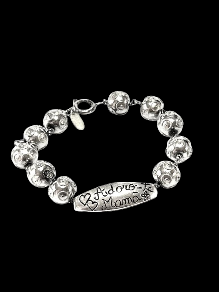 Viana Mother's Beaded Bracelet in Silver