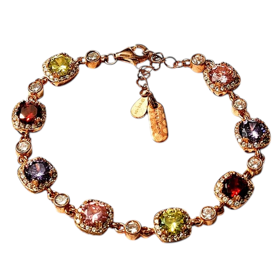 Colorful bracelet in rose silver.