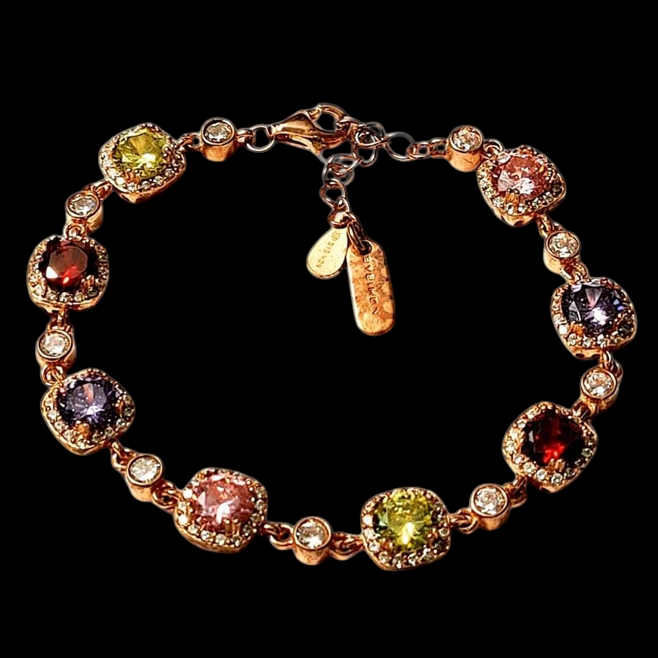 Colorful bracelet in rose silver.