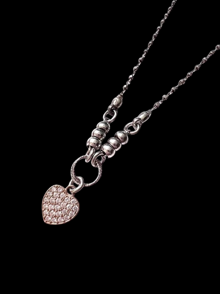Heart Necklace in Silver and Rose Silver