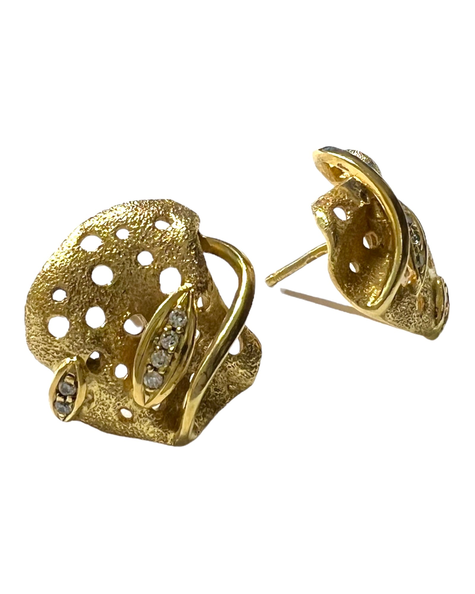 Irregular Gold Plated Silver Earrings