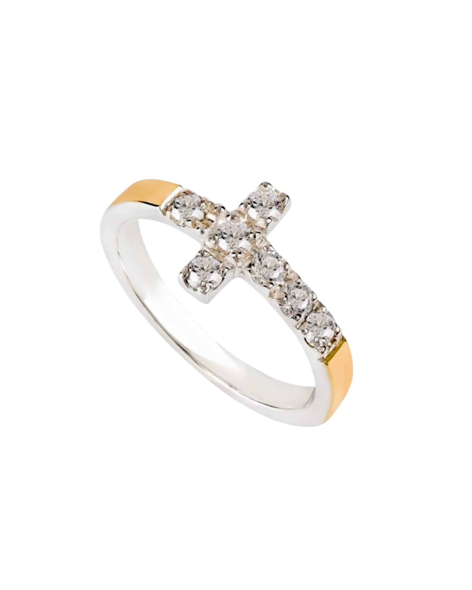Cross Ring in Silver and Gold