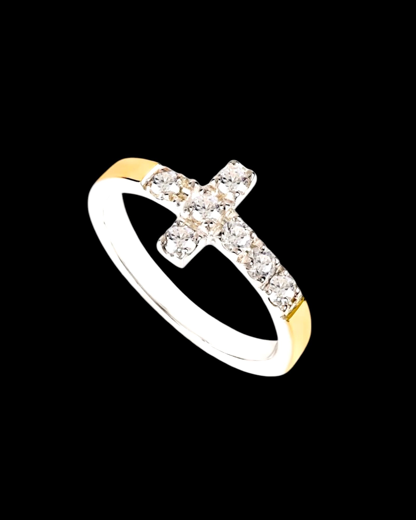 Cross Ring in Silver and Gold