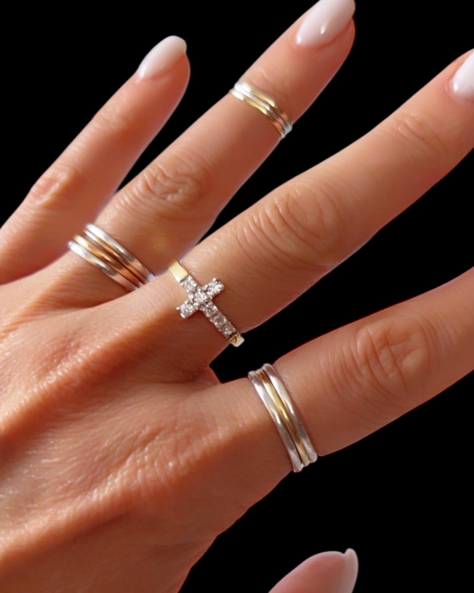 Cross Ring in Silver and Gold