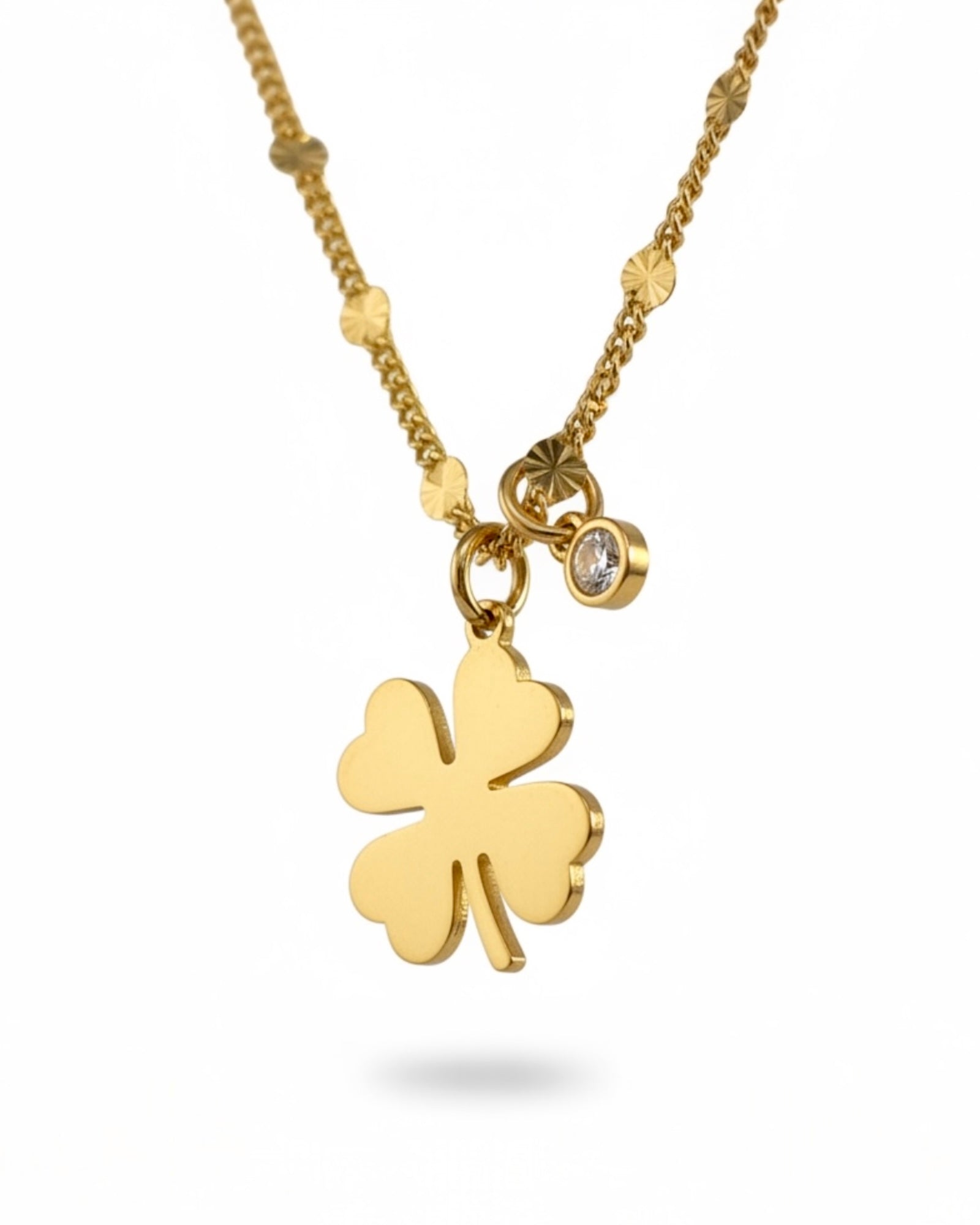 Colar Trevo em Prata Dourada