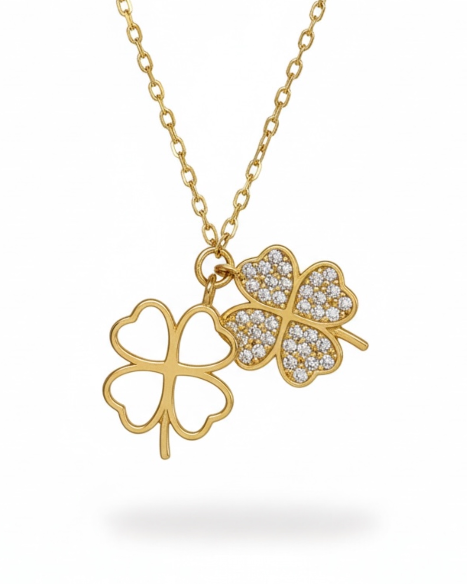 Colar Trevo em Prata Dourada