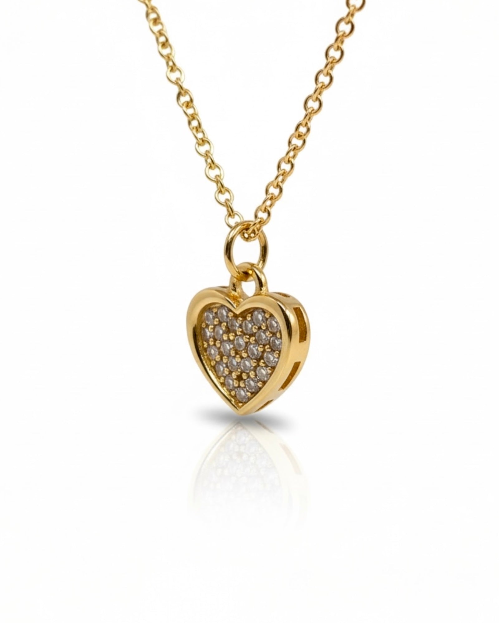 Colar Coração em Prata Dourada