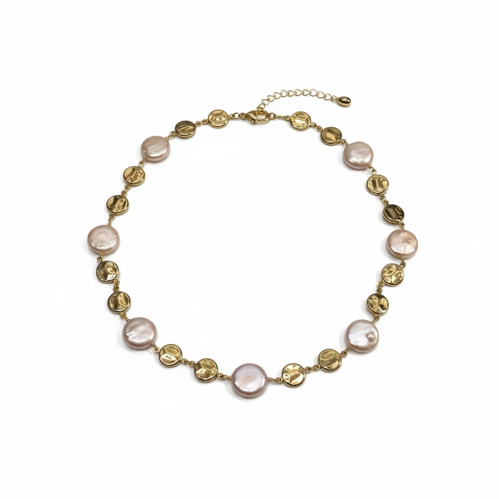 Colar com Pérolas e Prata Dourada