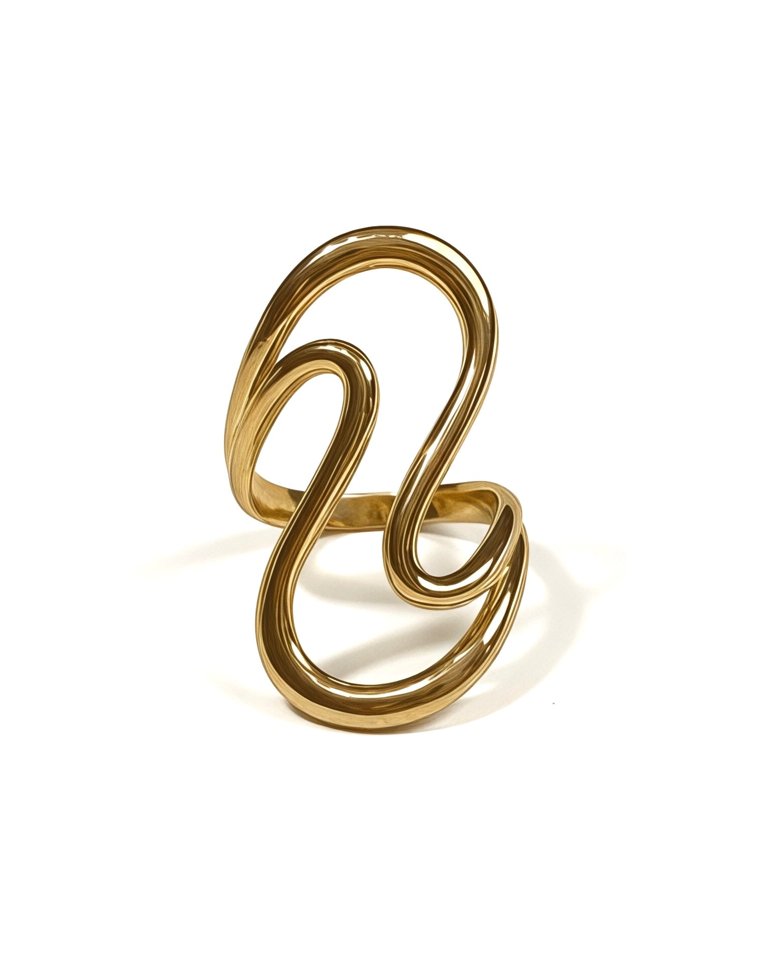 Anel Onda Ajustável em Prata Dourada