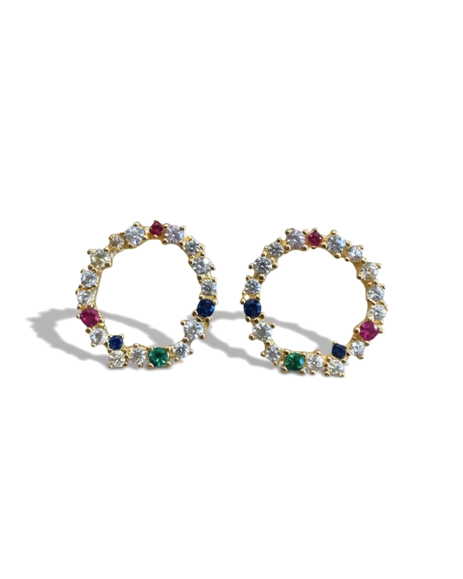 Brincos Coloridos em Prata Dourada