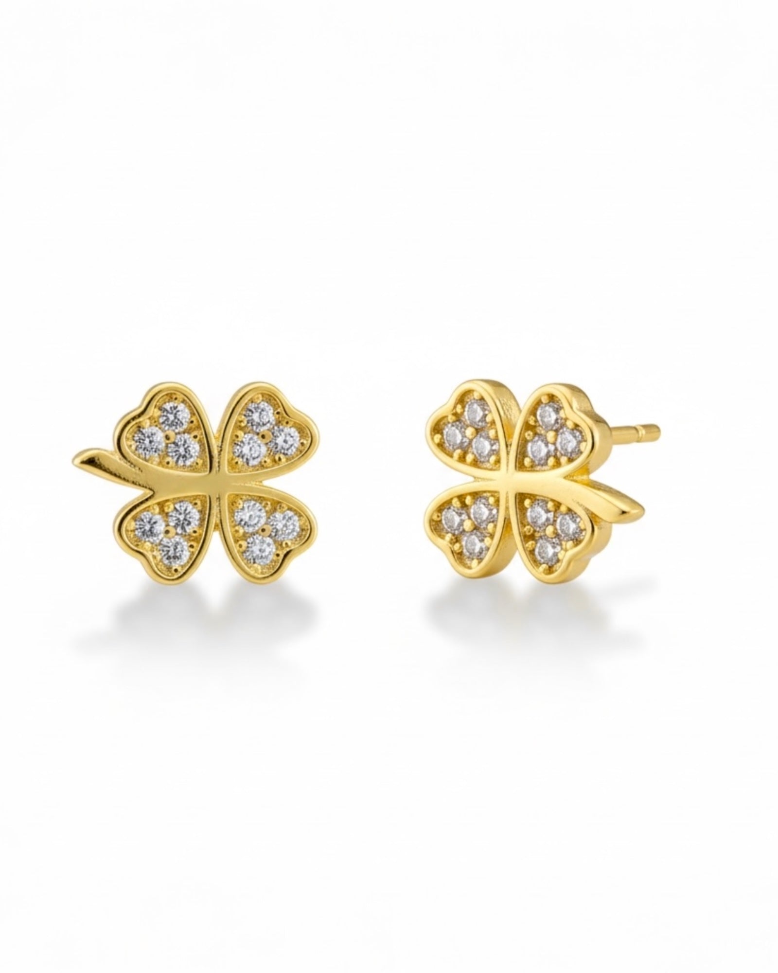 Brincos Trevo em Prata Dourada