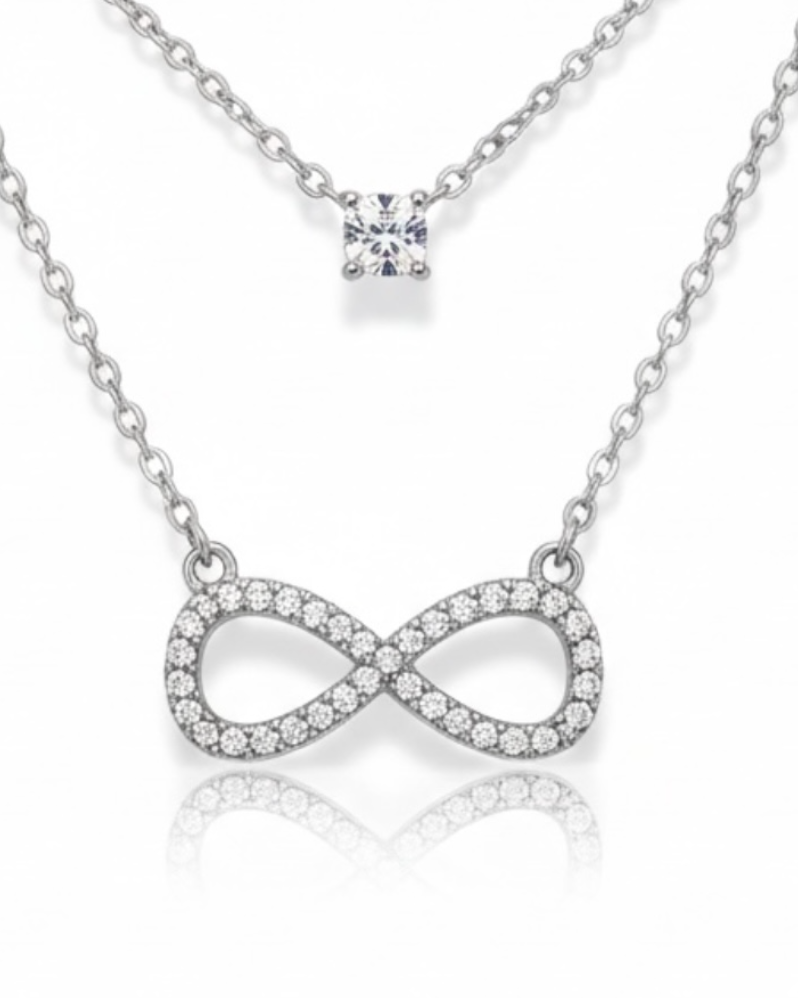 Colar Duplo Infinito em Prata