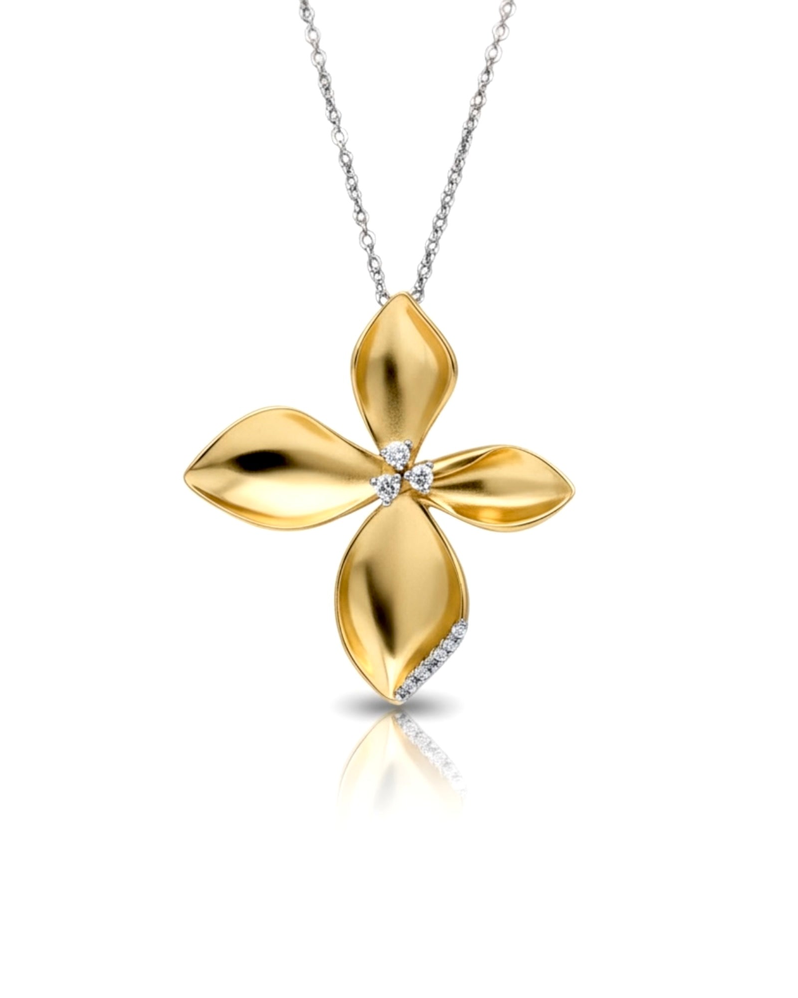 Colar Pétalas em Prata e Prata Dourada