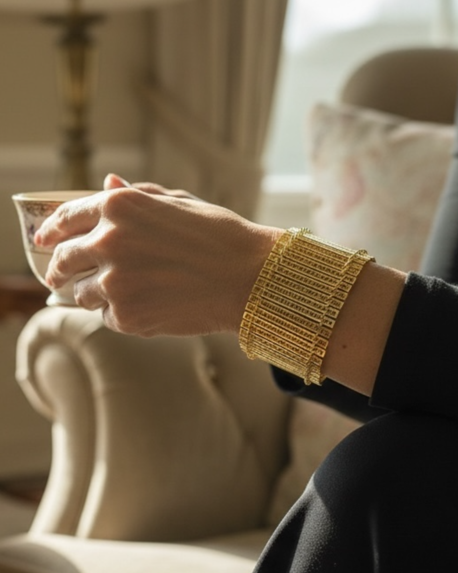 Pulseira de Filigrana e Prata Dourada