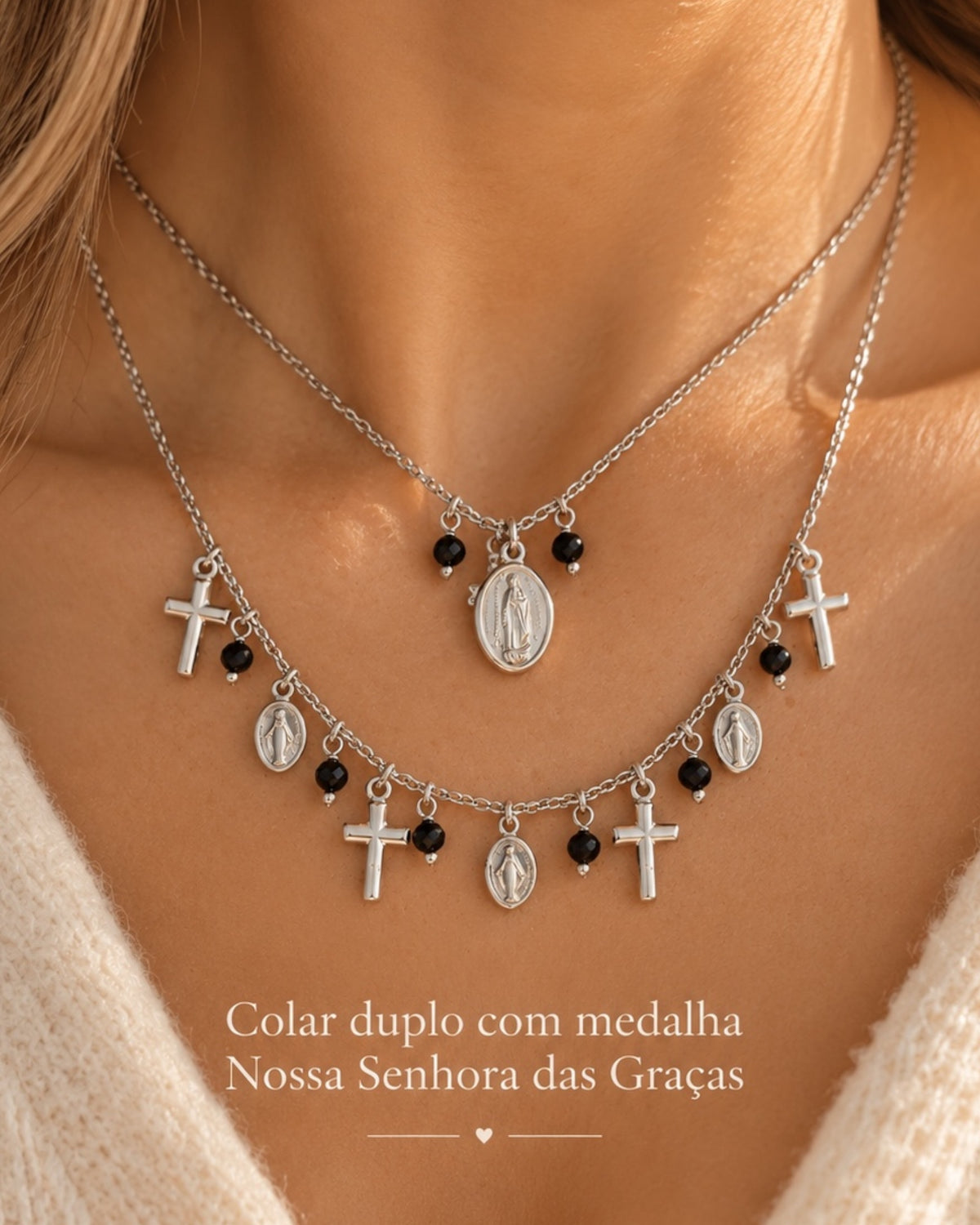 Necklace with Symbols in Gold-Plated Silver