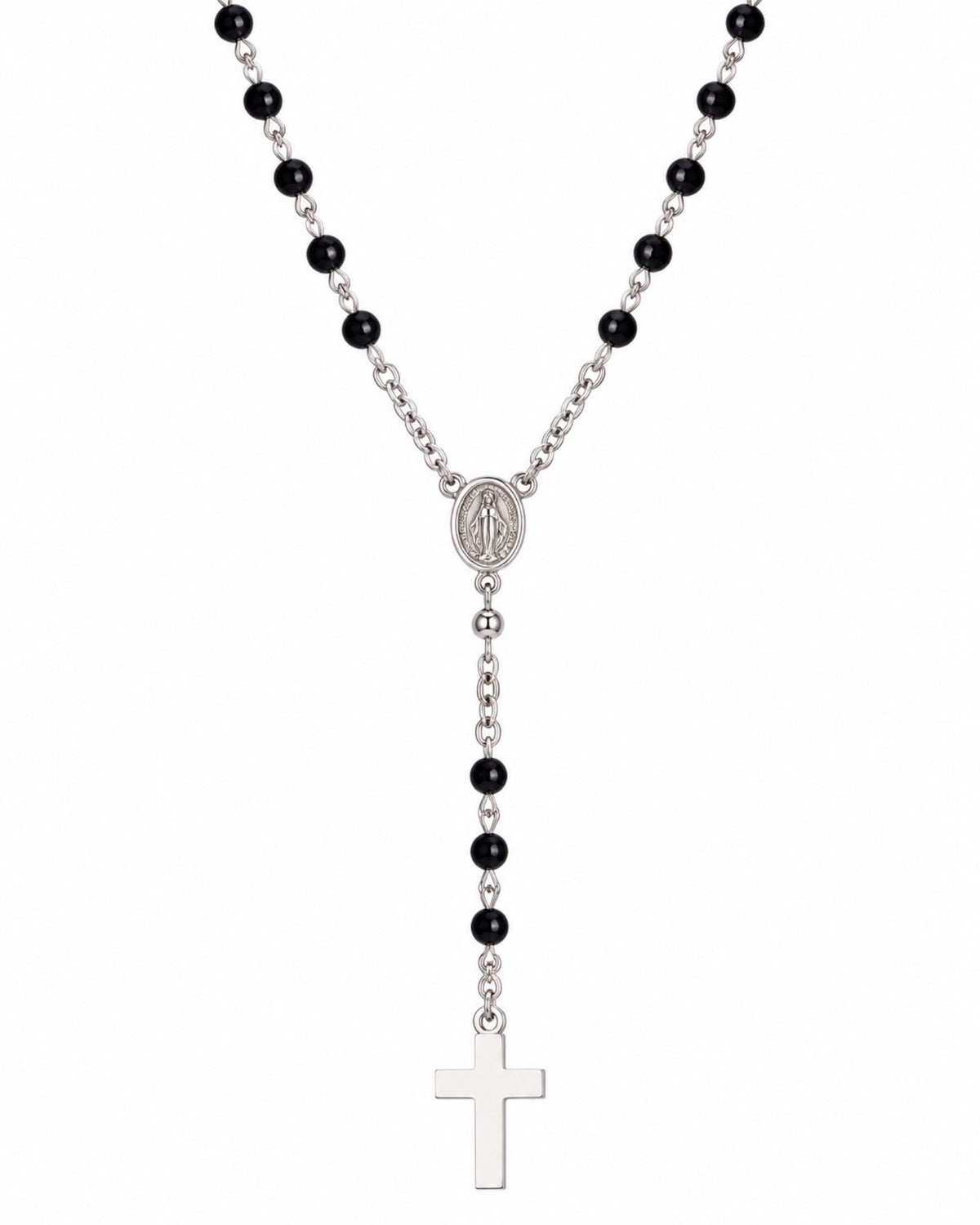 Silver Rosary Necklace