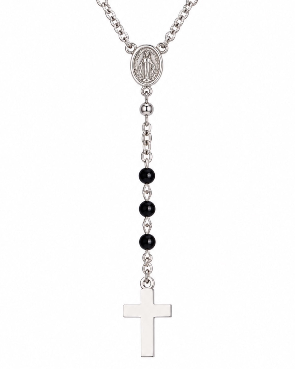 Silver Rosary Necklace